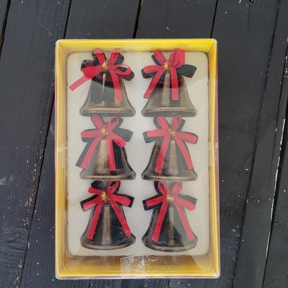 Holiday Maker Vintage 6 Bell Ornaments Christmas Tree Home Decor Gold Bells Vtg